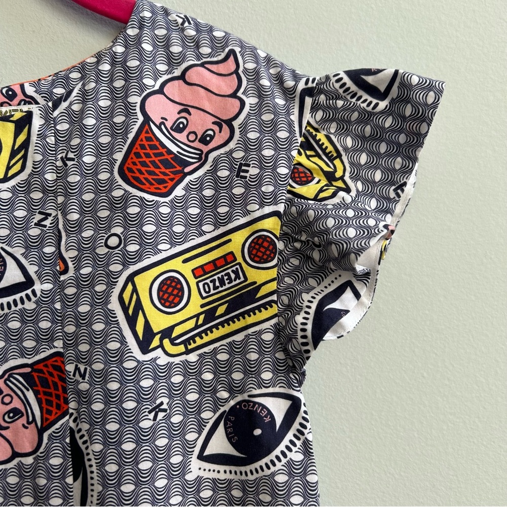Kenzo Multicolor Girls’ Graphic Short Sleeve Dress, Size 8A - Picture 4 of 11